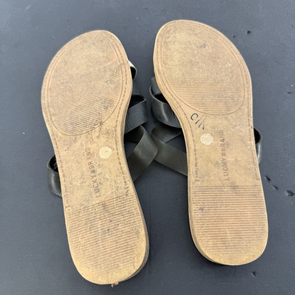 Lucky Brand Sandal 8.5 Hallisa Flat Strappy Boho Beachy Vacation Travel Leather - Picture 7 of 10